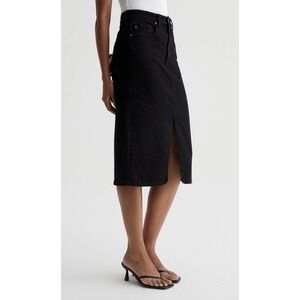 AG Adriano Goldschmeid TEFI High-Waisted Midi Skirt Denim Black